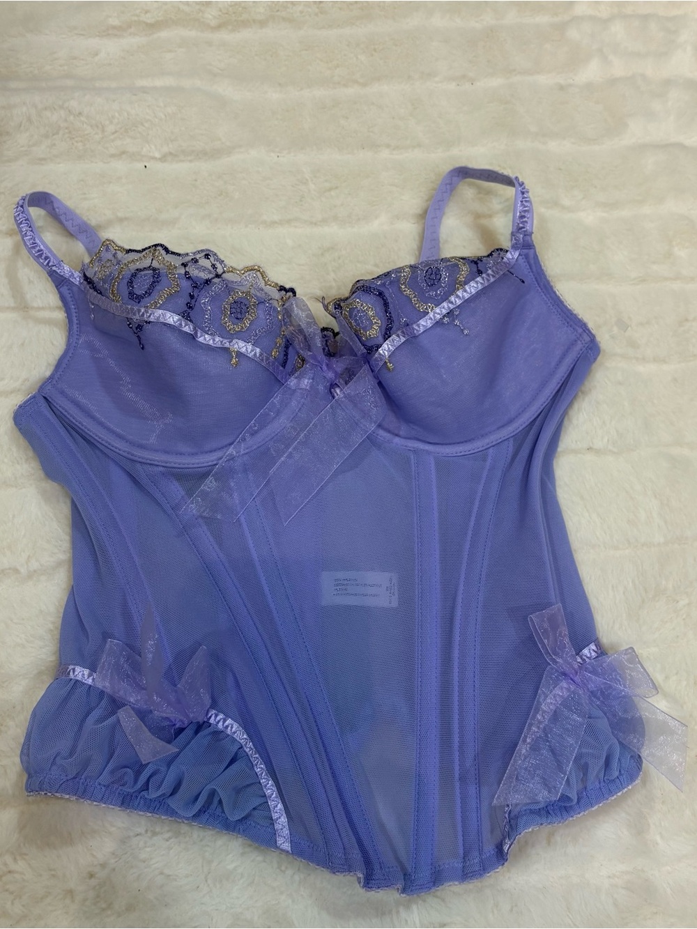 Lavender Lace Trim Bustier Corset Top - Women Intimates & Sleepwear